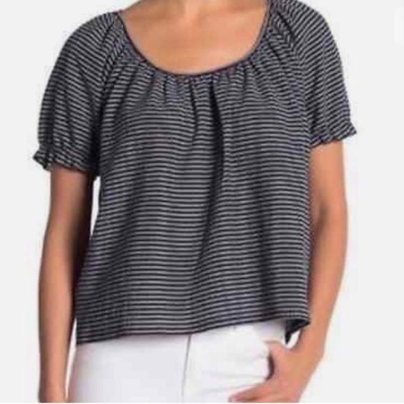 Madewell Tops - EUC Madewell Blouse navy/white stripe size L